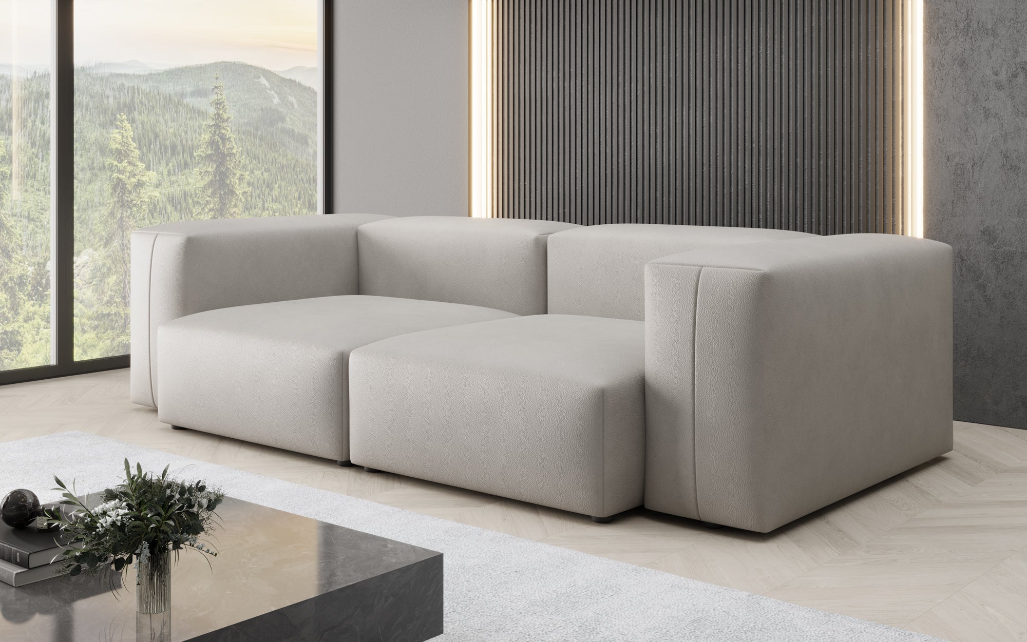 Designer 2-zits bank Snug van echt leer