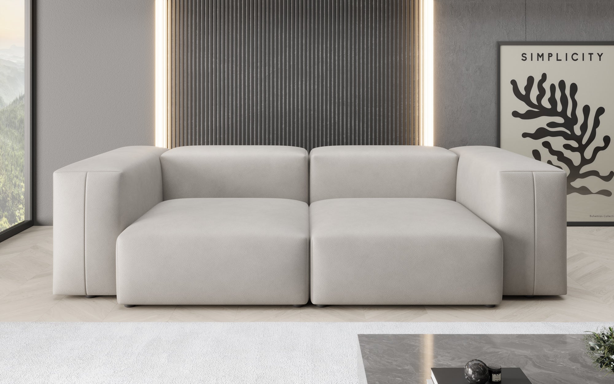 Designer 2-zits bank Snug van echt leer