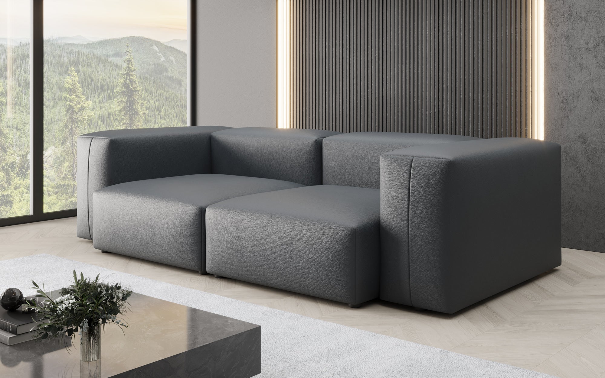 Designer 2-zits bank Snug van echt leer