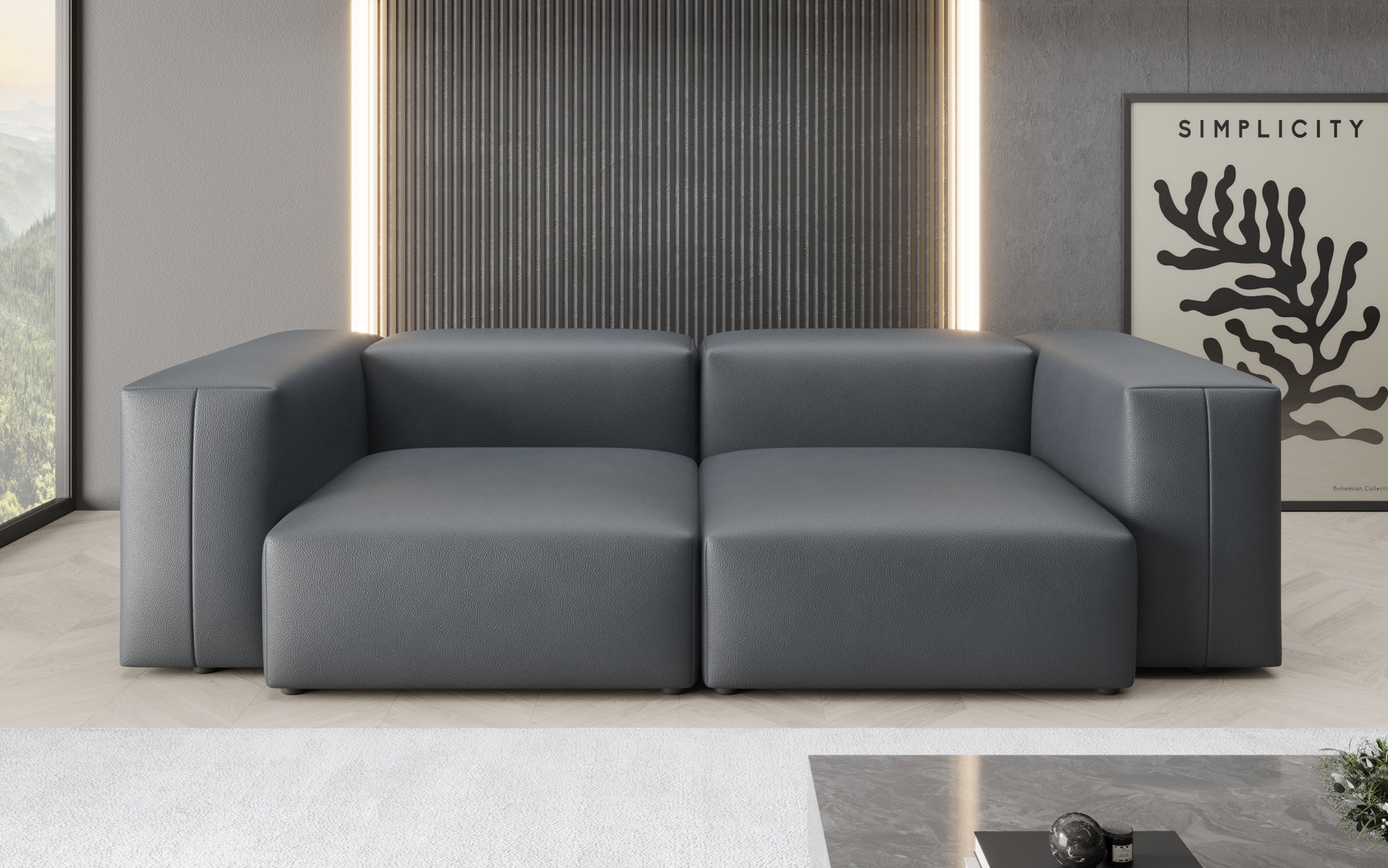 Designer 2-zits bank Snug van echt leer