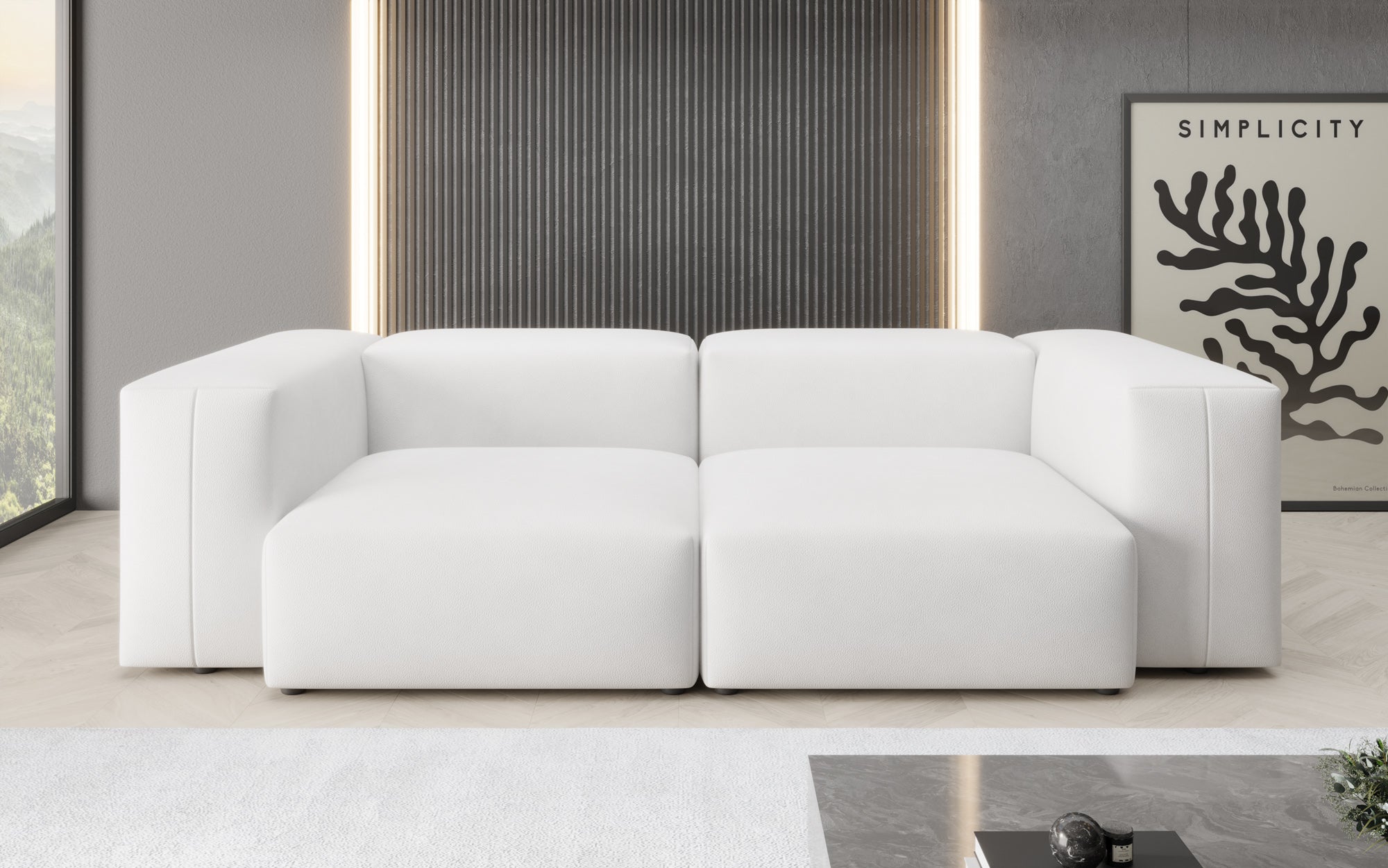 Designer 2-zits bank Snug van echt leer