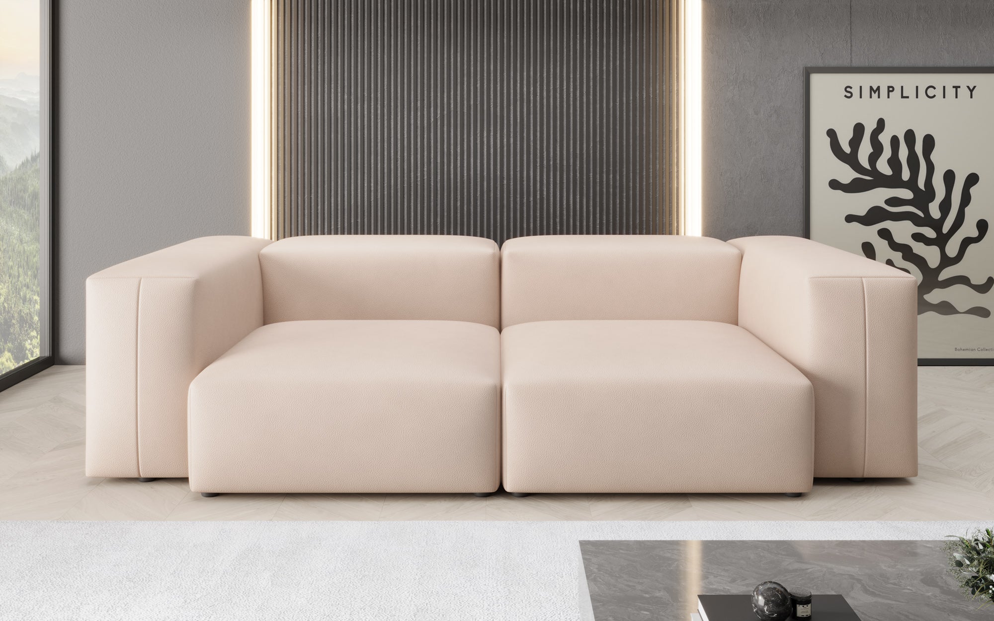 Designer 2-zits bank Snug van echt leer