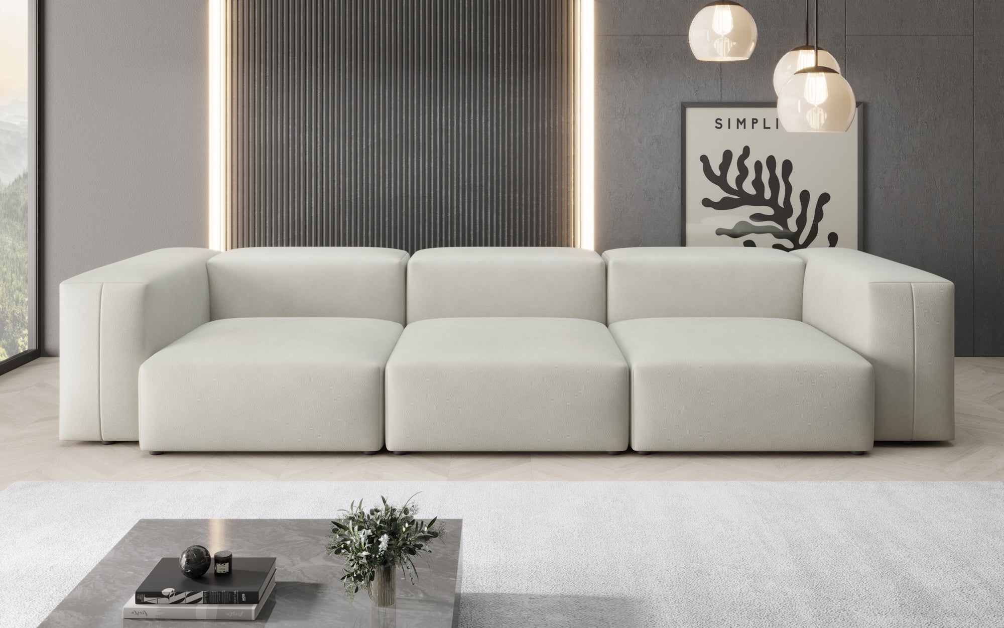 Designer 3-zits bank Snug van echt leer