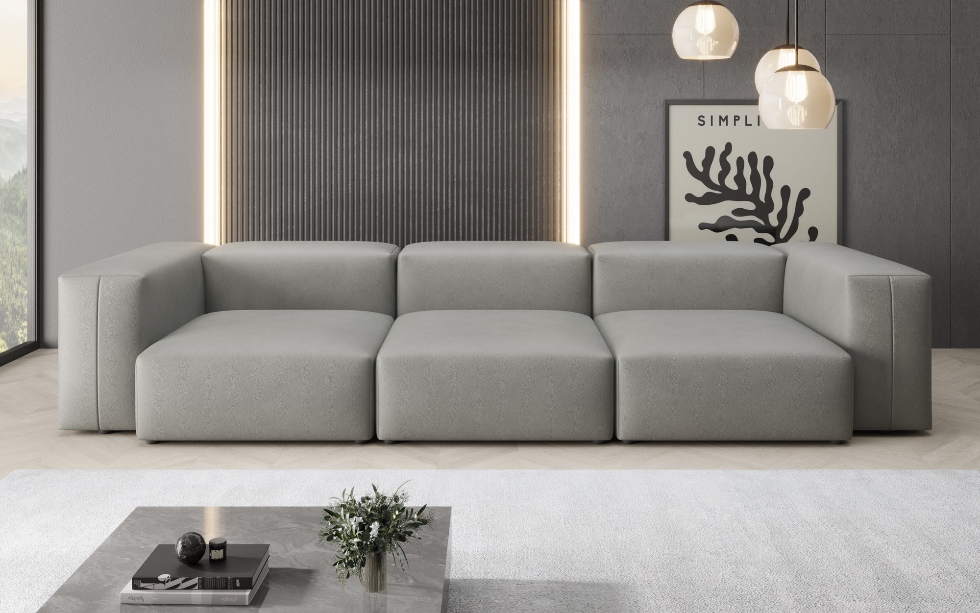 Designer 3-zits bank Snug van echt leer