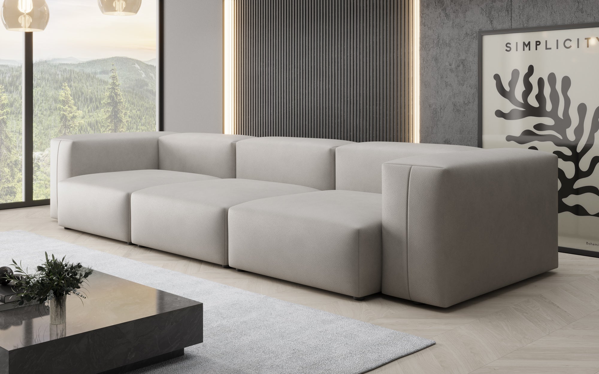 Designer 3-zits bank Snug van echt leer