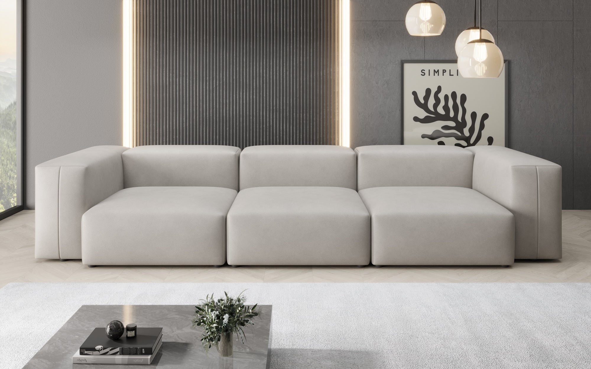 Designer 3-zits bank Snug van echt leer