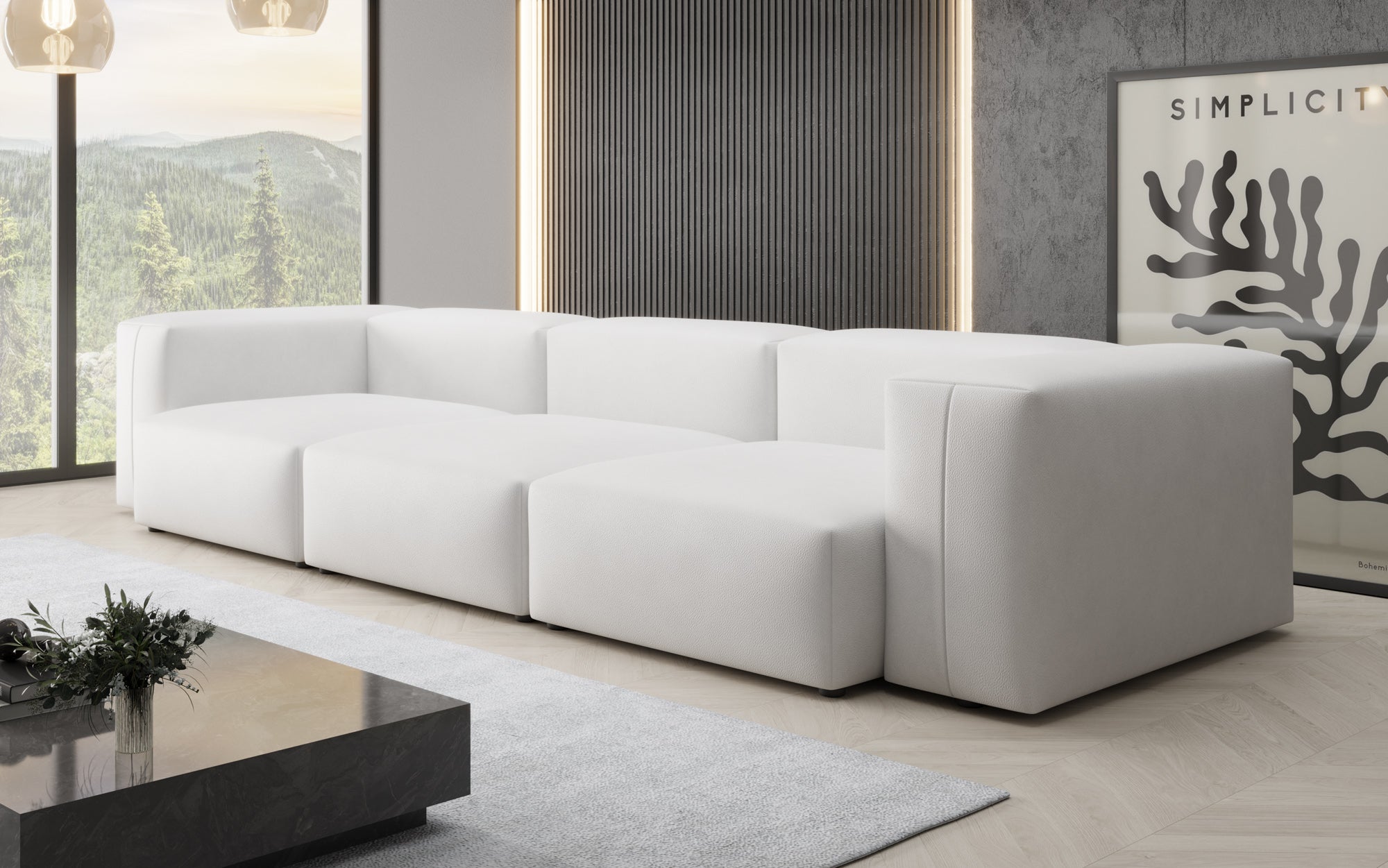 Designer 3-zits bank Snug van echt leer