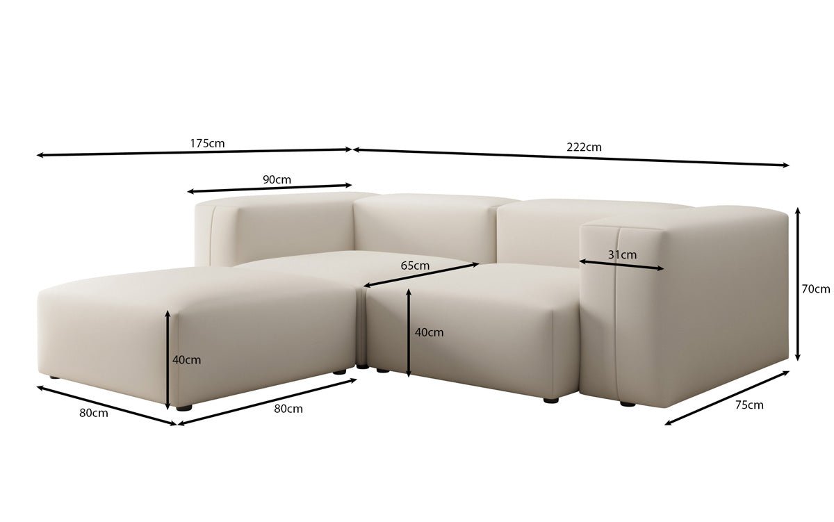 Designer-hoekbank Snug Mini in Stof