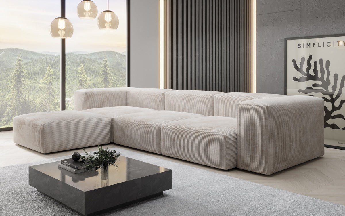 Designer L Sofa Snug in Cord
