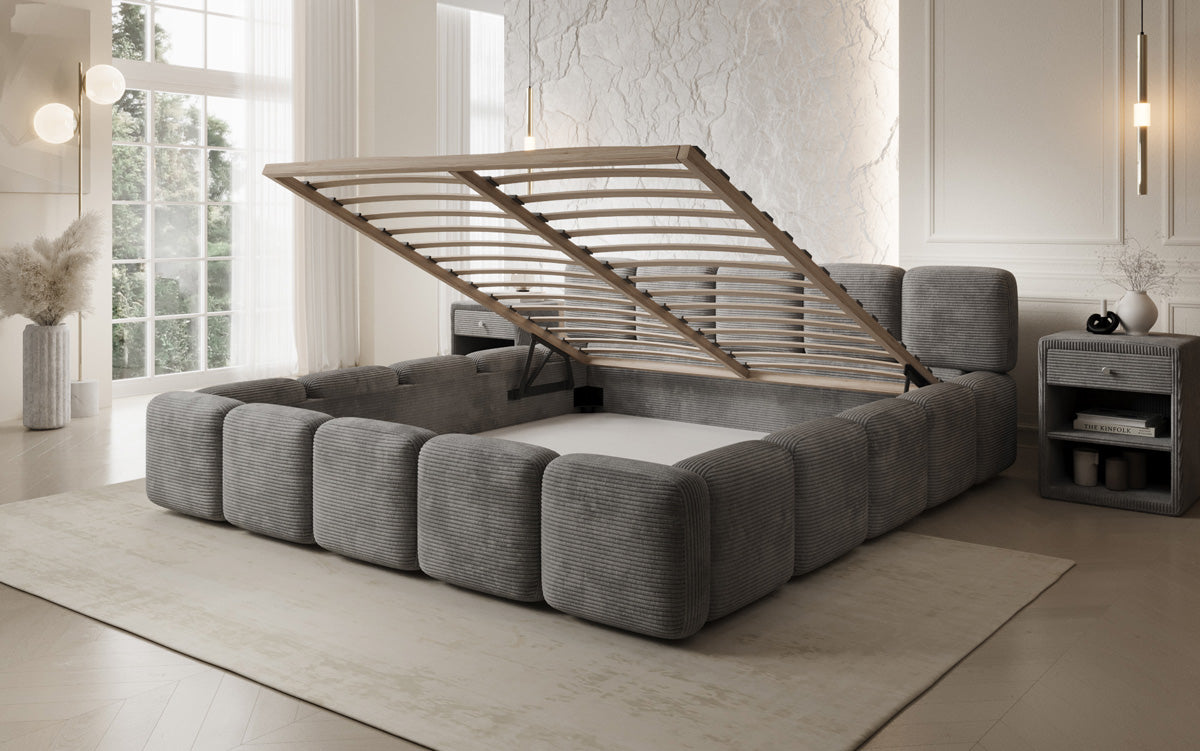 Designer Polsterbett Giulia Cord mit Stauraum