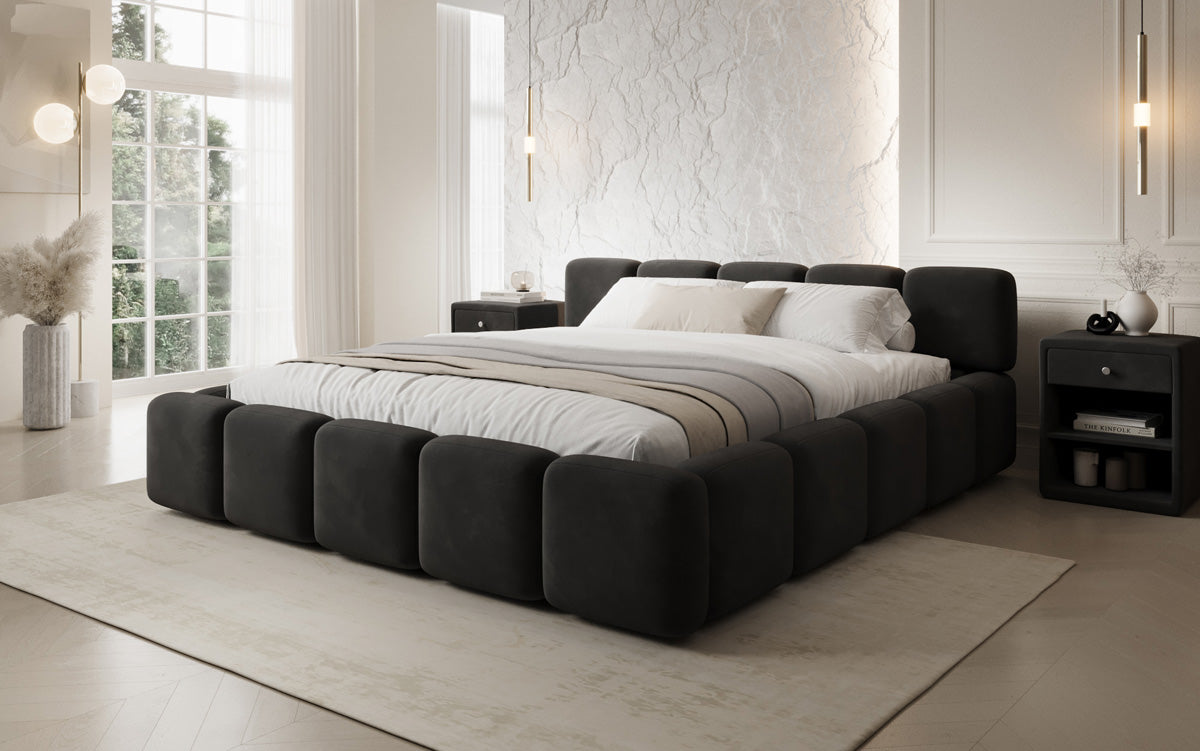 Lit rembourré design Giulia Velours avec espace de rangement