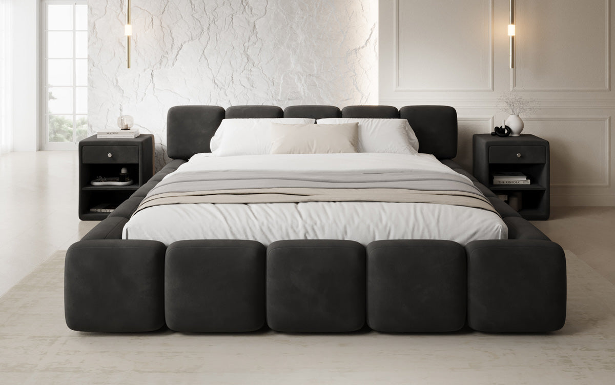 Lit rembourré design Giulia Velours avec espace de rangement