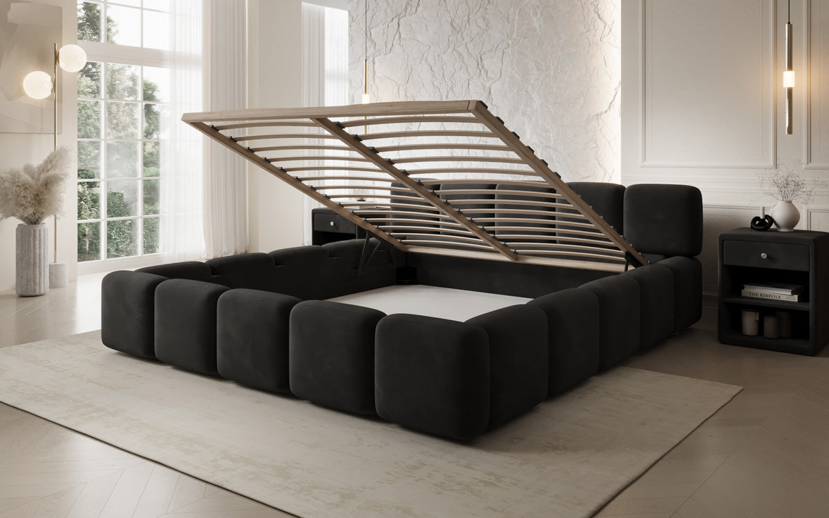 Lit rembourré design Giulia Velours avec espace de rangement