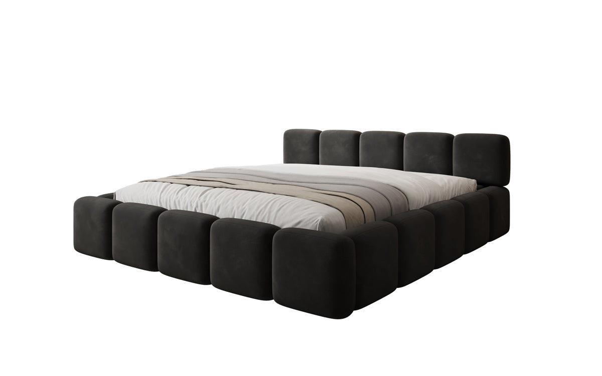 Lit rembourré design Giulia Velours avec espace de rangement