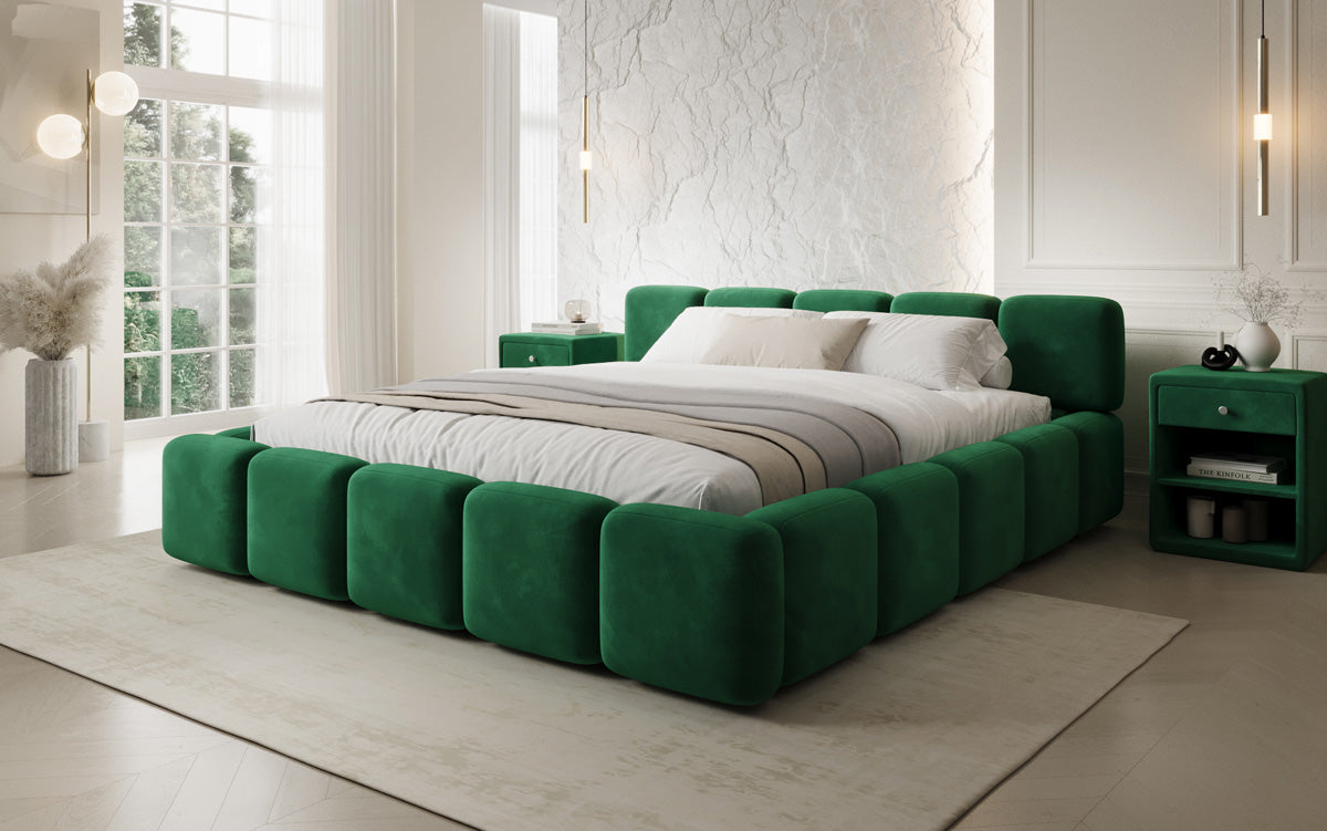Lit rembourré design Giulia Velours avec espace de rangement