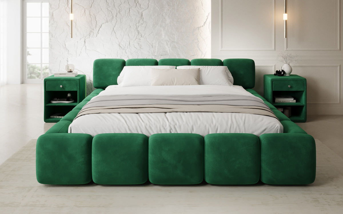 Lit rembourré design Giulia Velours avec espace de rangement