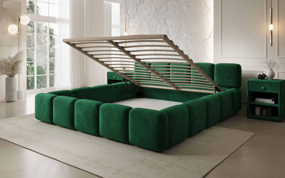 Lit rembourré design Giulia Velours avec espace de rangement