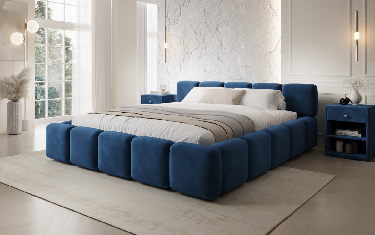 Lit rembourré design Giulia Velours avec espace de rangement