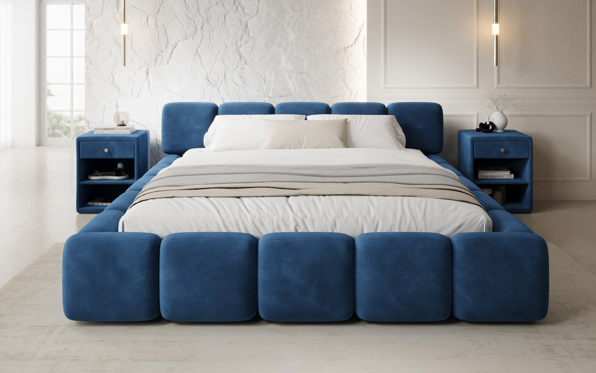Lit rembourré design Giulia Velours avec espace de rangement