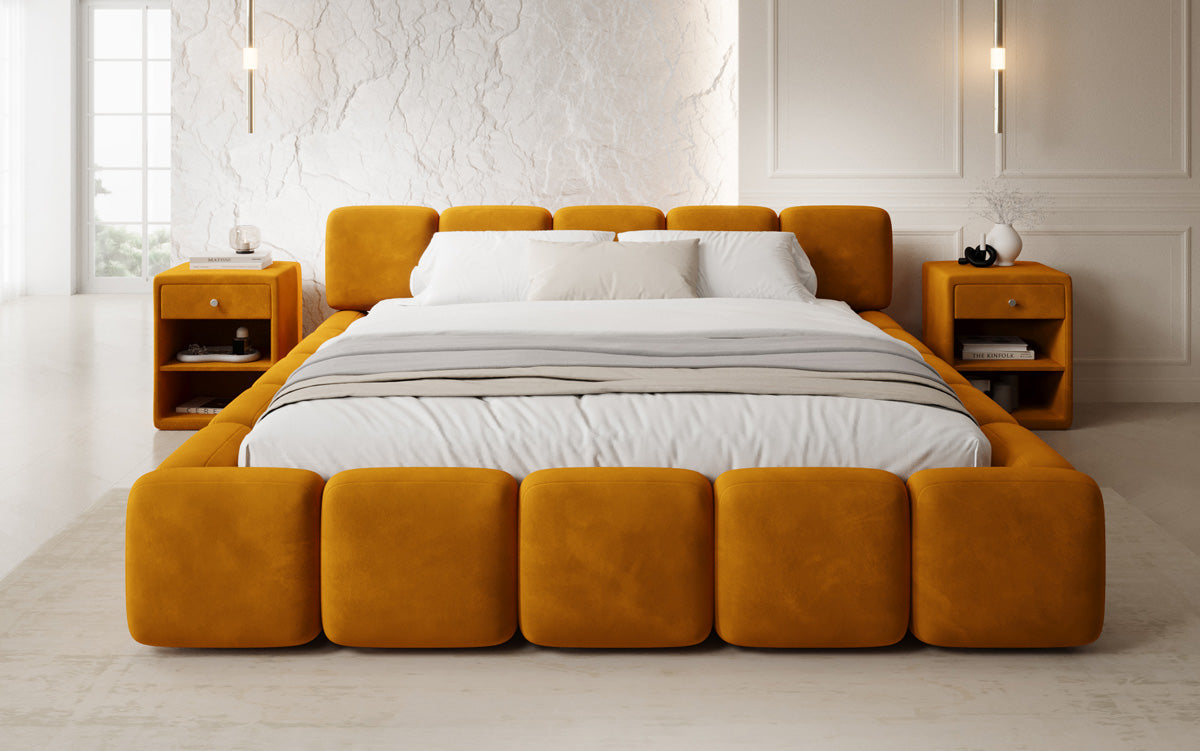 Lit rembourré design Giulia Velours avec espace de rangement