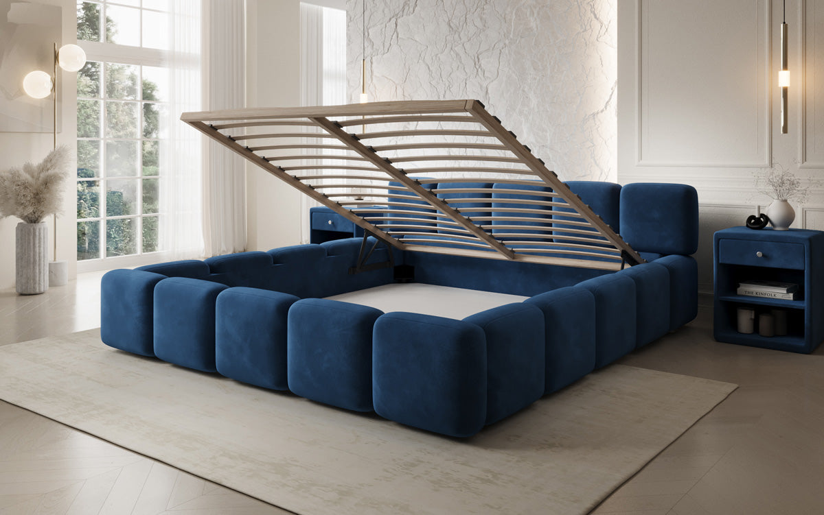 Lit rembourré design Giulia Velours avec espace de rangement