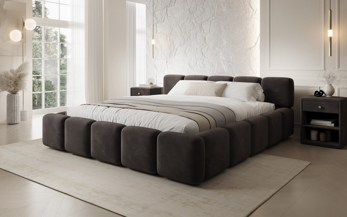 Lit rembourré design Giulia Velours avec espace de rangement