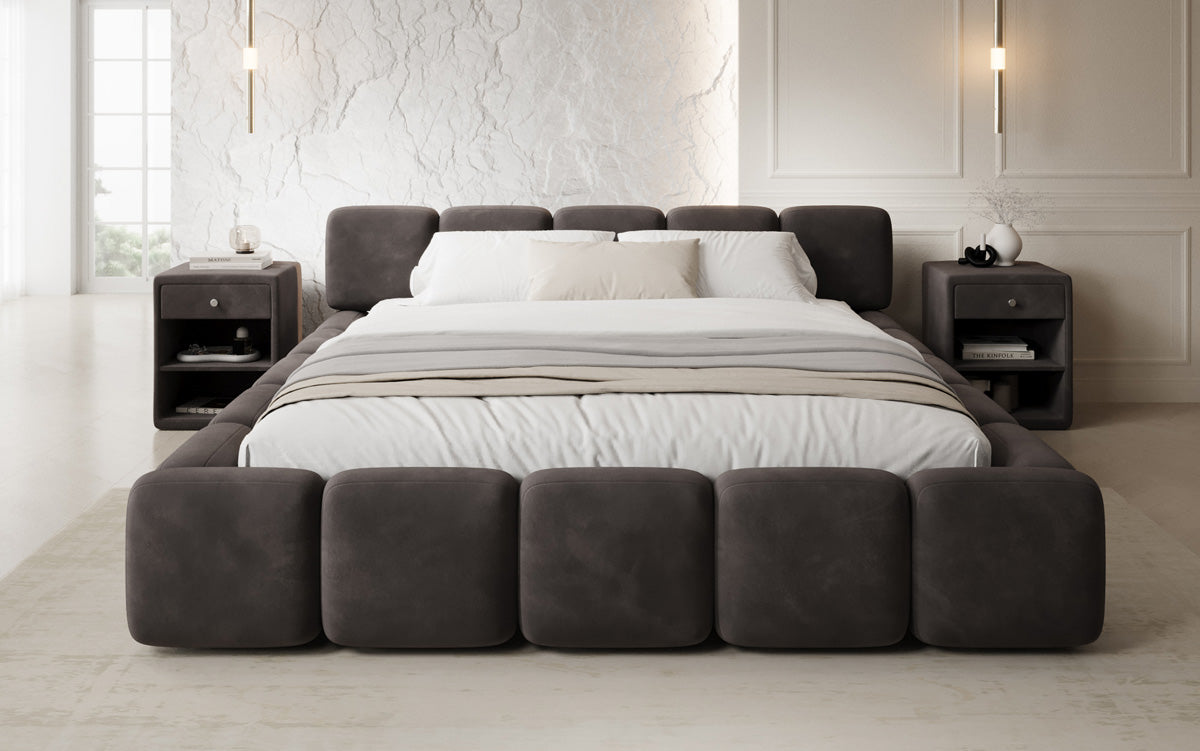 Lit rembourré design Giulia Velours avec espace de rangement