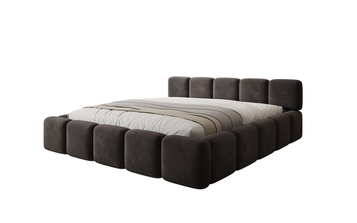 Lit rembourré design Giulia Velours avec espace de rangement