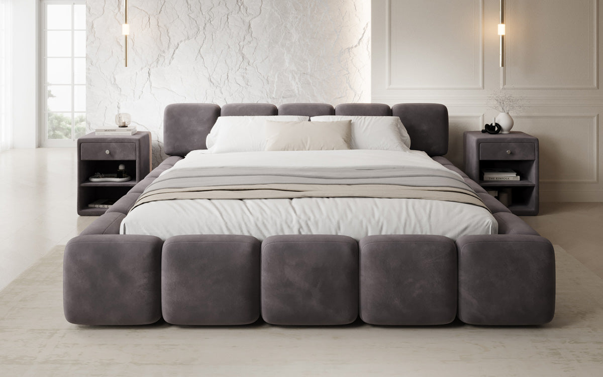 Lit rembourré design Giulia Velours avec espace de rangement