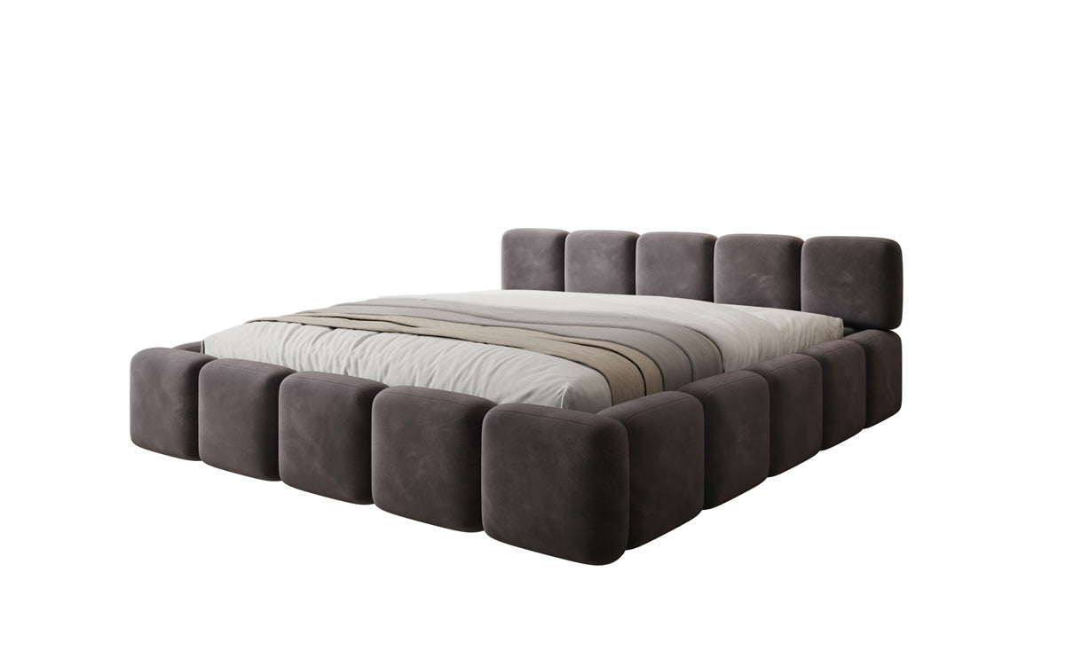 Lit rembourré design Giulia Velours avec espace de rangement