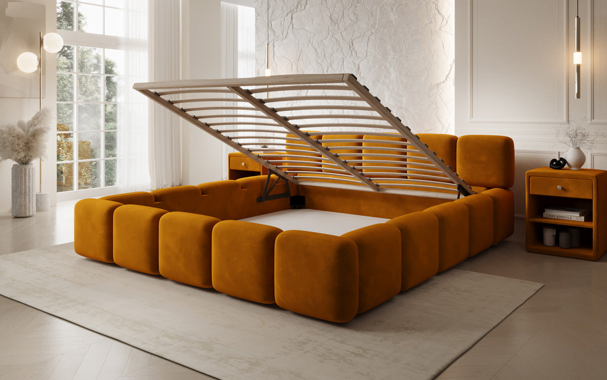 Lit rembourré design Giulia Velours avec espace de rangement