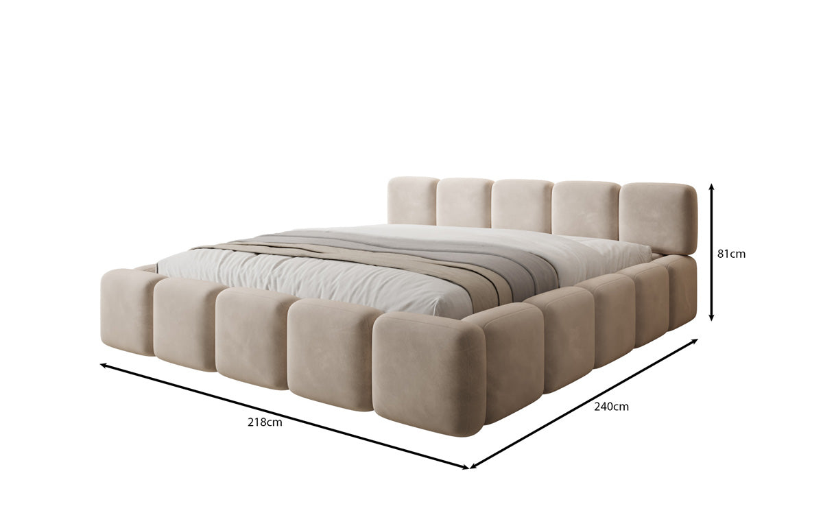 Lit rembourré design Giulia Velours avec espace de rangement