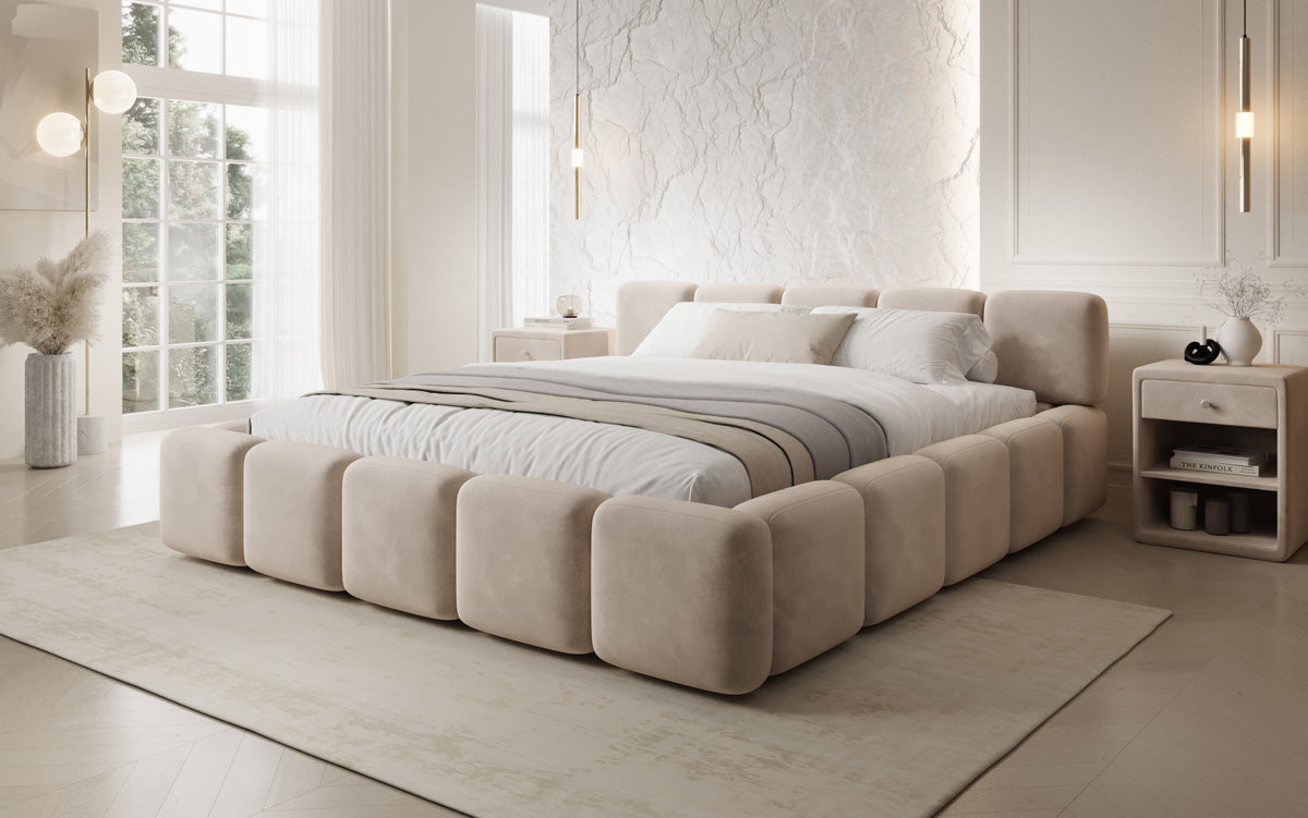 Lit rembourré design Giulia Velours avec espace de rangement
