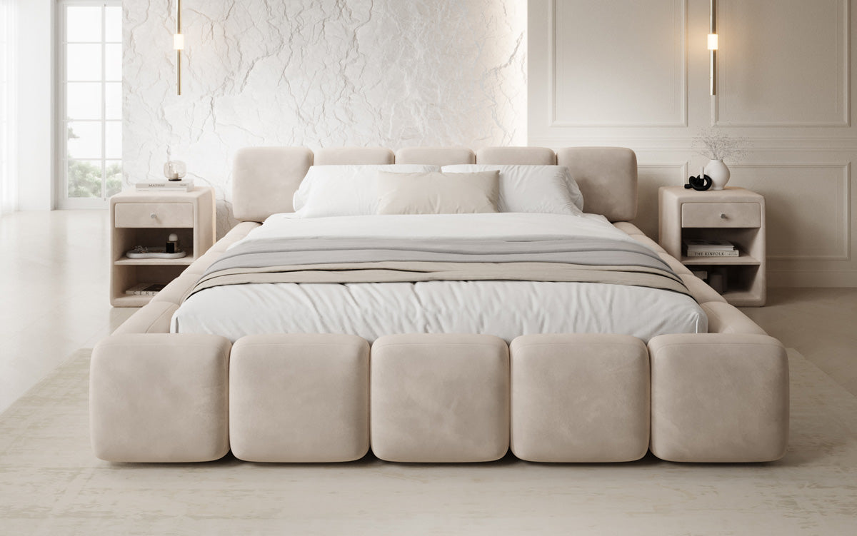 Lit rembourré design Giulia Velours avec espace de rangement