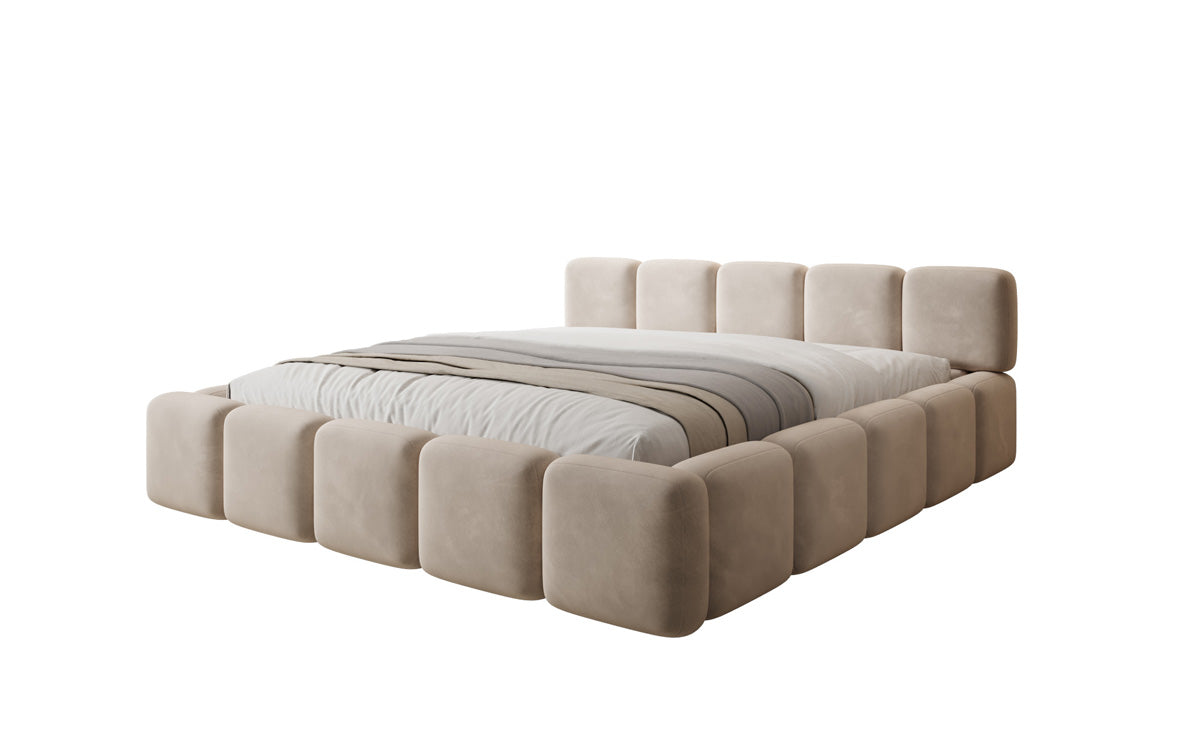 Lit rembourré design Giulia Velours avec espace de rangement