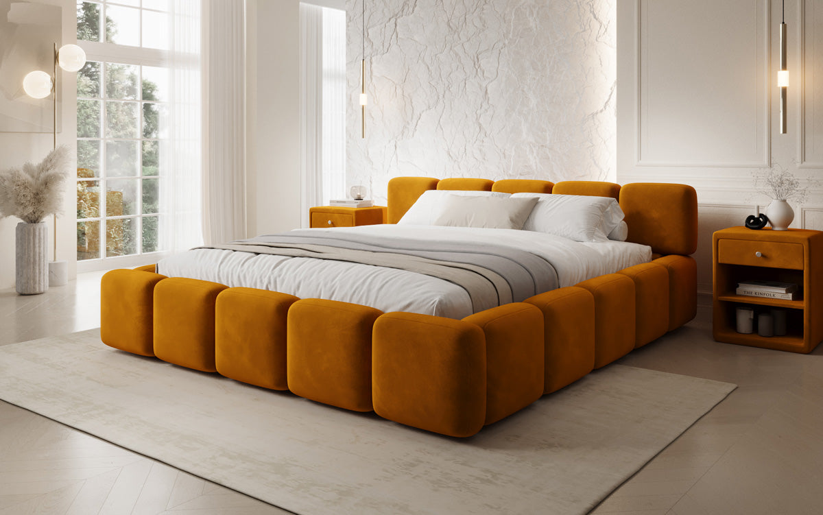 Lit rembourré design Giulia Velours avec espace de rangement