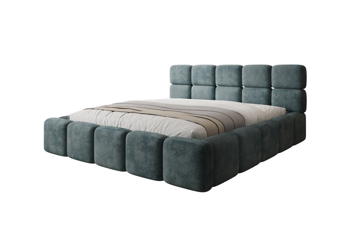 Lit rembourré design Matilda Côtelé avec espace de rangement