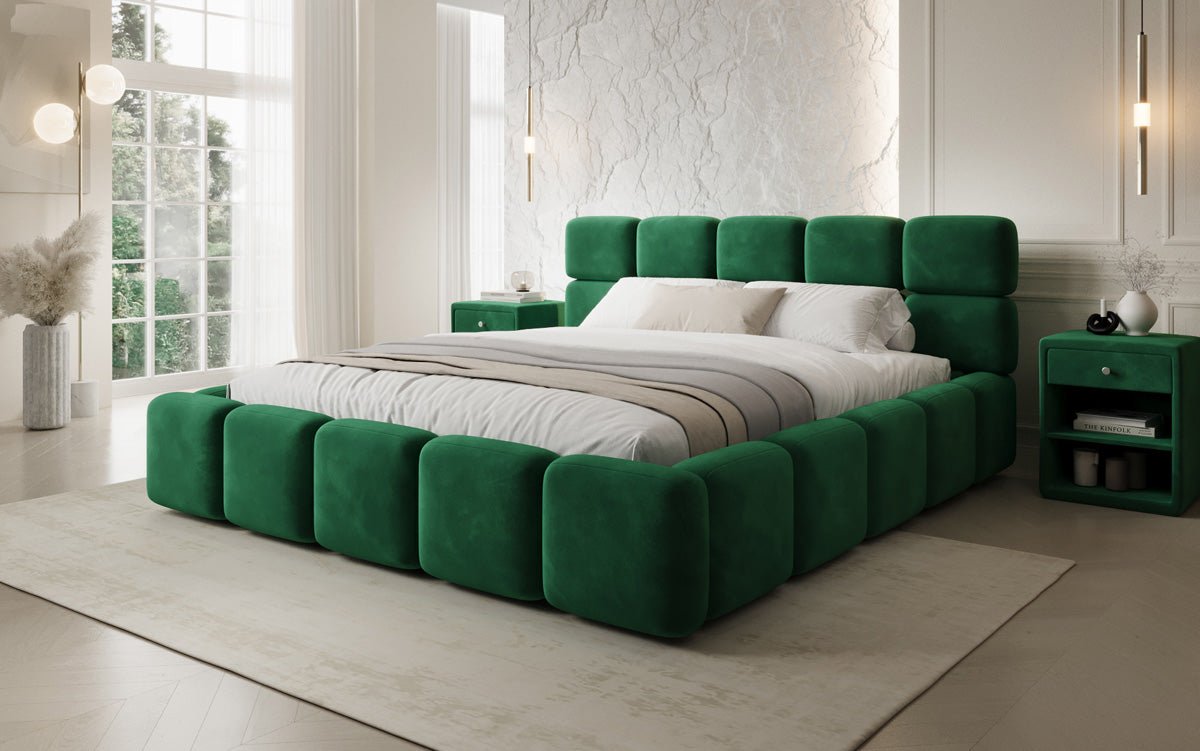 Designer gestoffeerd bed Matilda Fluweel met opbergruimte