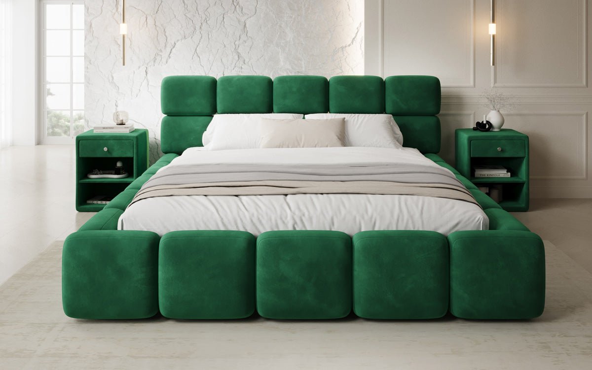 Designer gestoffeerd bed Matilda Fluweel met opbergruimte