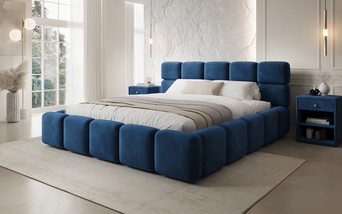 Designer gestoffeerd bed Matilda Fluweel met opbergruimte