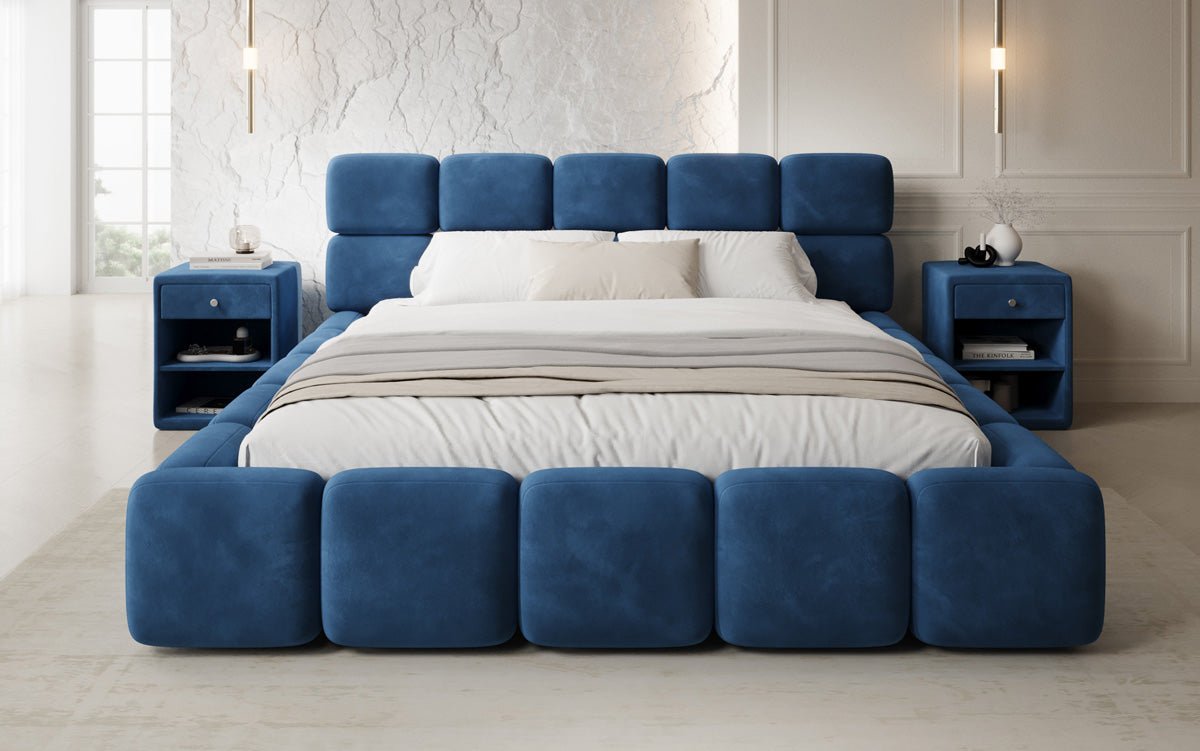 Designer gestoffeerd bed Matilda Fluweel met opbergruimte