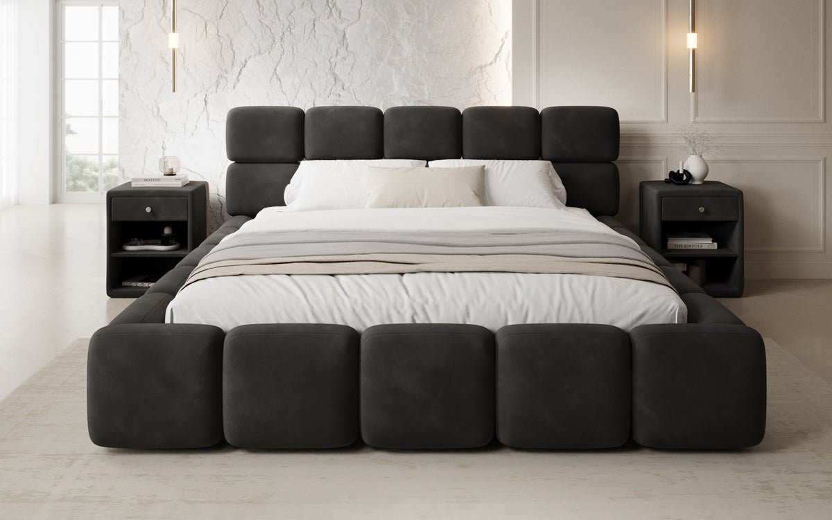 Designer gestoffeerd bed Matilda Fluweel met opbergruimte