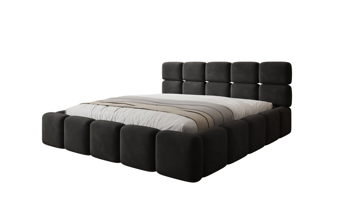 Designer gestoffeerd bed Matilda Fluweel met opbergruimte