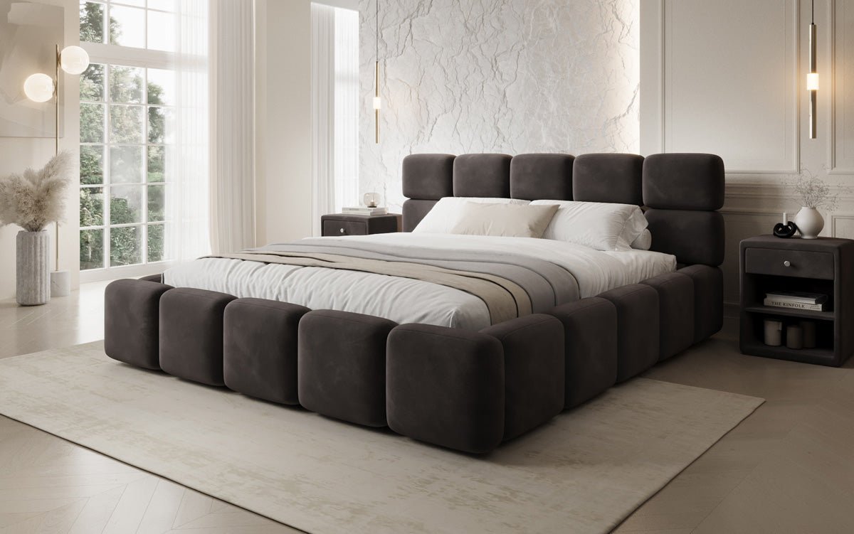 Designer gestoffeerd bed Matilda Fluweel met opbergruimte