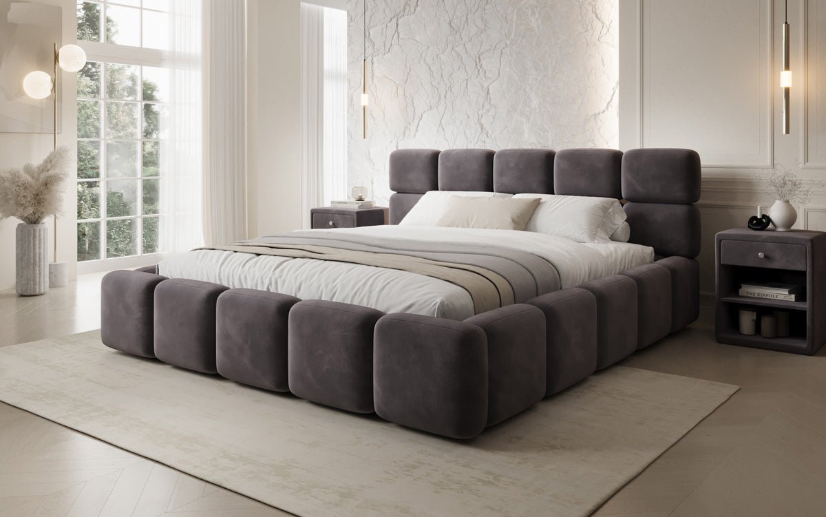 Designer gestoffeerd bed Matilda Fluweel met opbergruimte