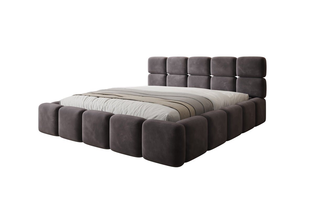 Designer gestoffeerd bed Matilda Fluweel met opbergruimte