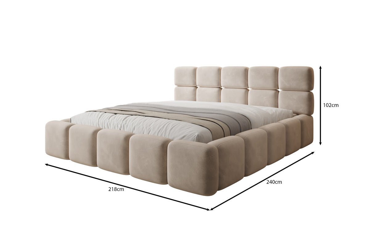 Designer gestoffeerd bed Matilda Fluweel met opbergruimte