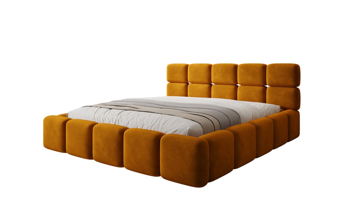 Designer gestoffeerd bed Matilda Fluweel met opbergruimte