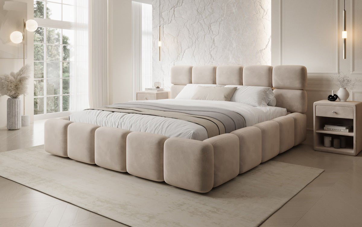 Designer gestoffeerd bed Matilda Fluweel met opbergruimte