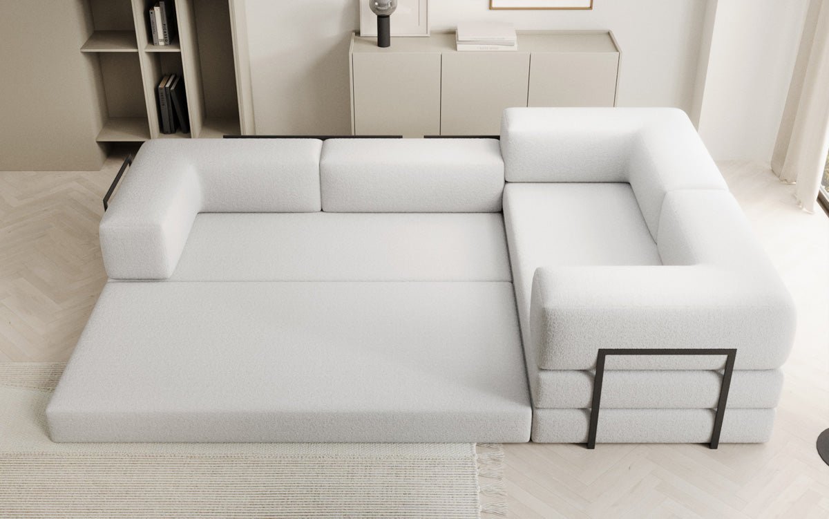 Designer Sofa Lazy L geschlossen in Bouclé